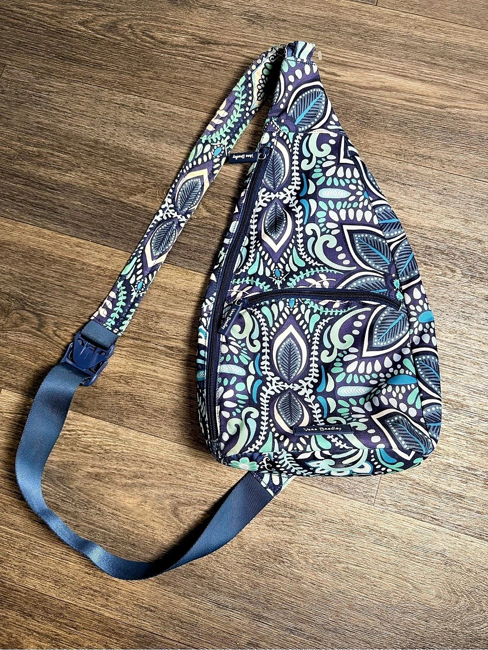 Vera Bradley Iconic Sling Backpack Blue & Green Paisley